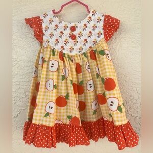 EleaNor Rose Girls Boutique Apple Dress 2T Fall Ruffle Twirl Cottagecore